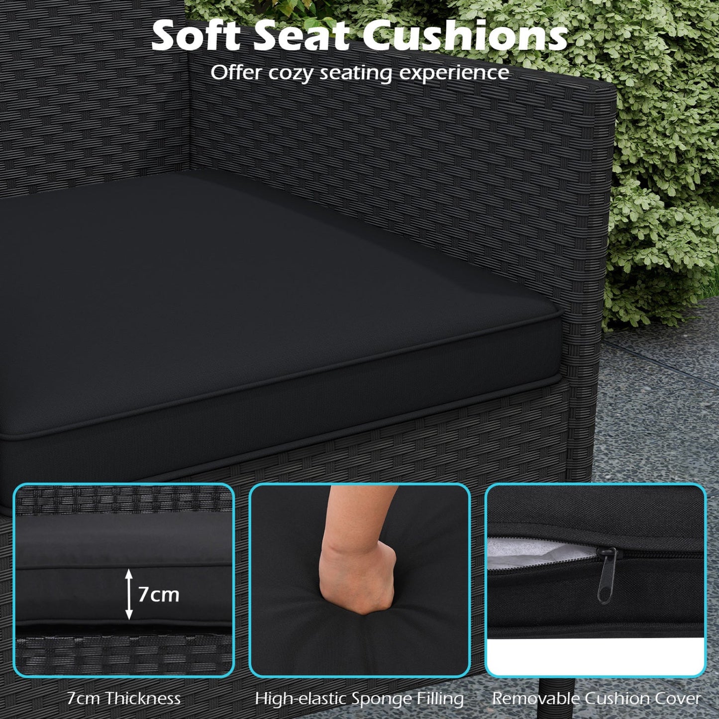 Patio Loveseat with Built-in Table 7cm Thick Cushions DirectDeals on Tampa Home & Garden Store
