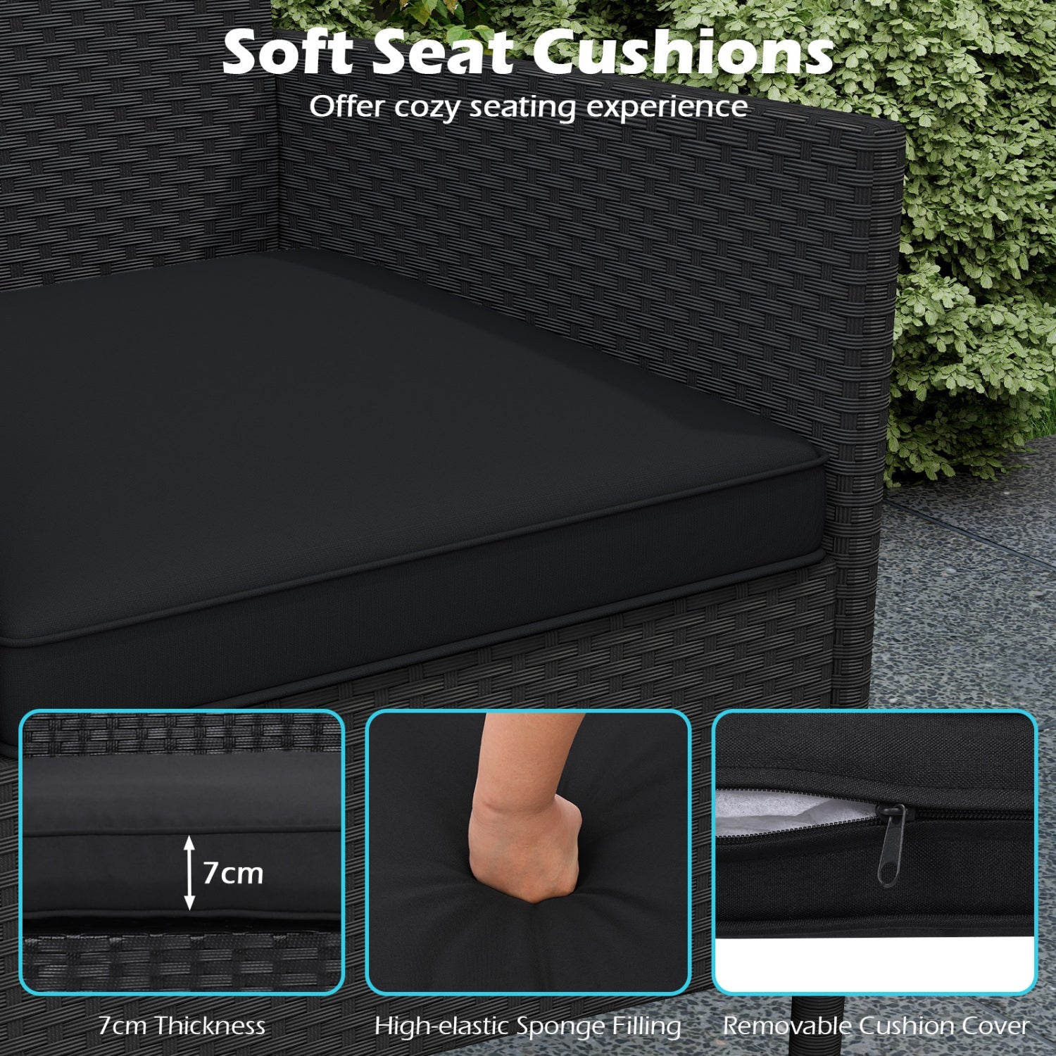 Patio Loveseat with Built-in Table 7cm Thick Cushions DirectDeals on Tampa Home & Garden Store