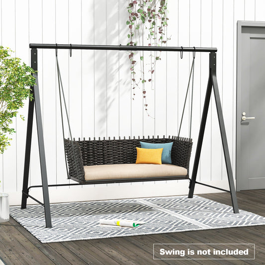 Patio Metal Swing Stand with A-Shaped Structure-Black - Tampa Home & Garden Store