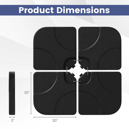 20 Inch Patio Offset Water Filled Plate Umbrella Base Sand-Black