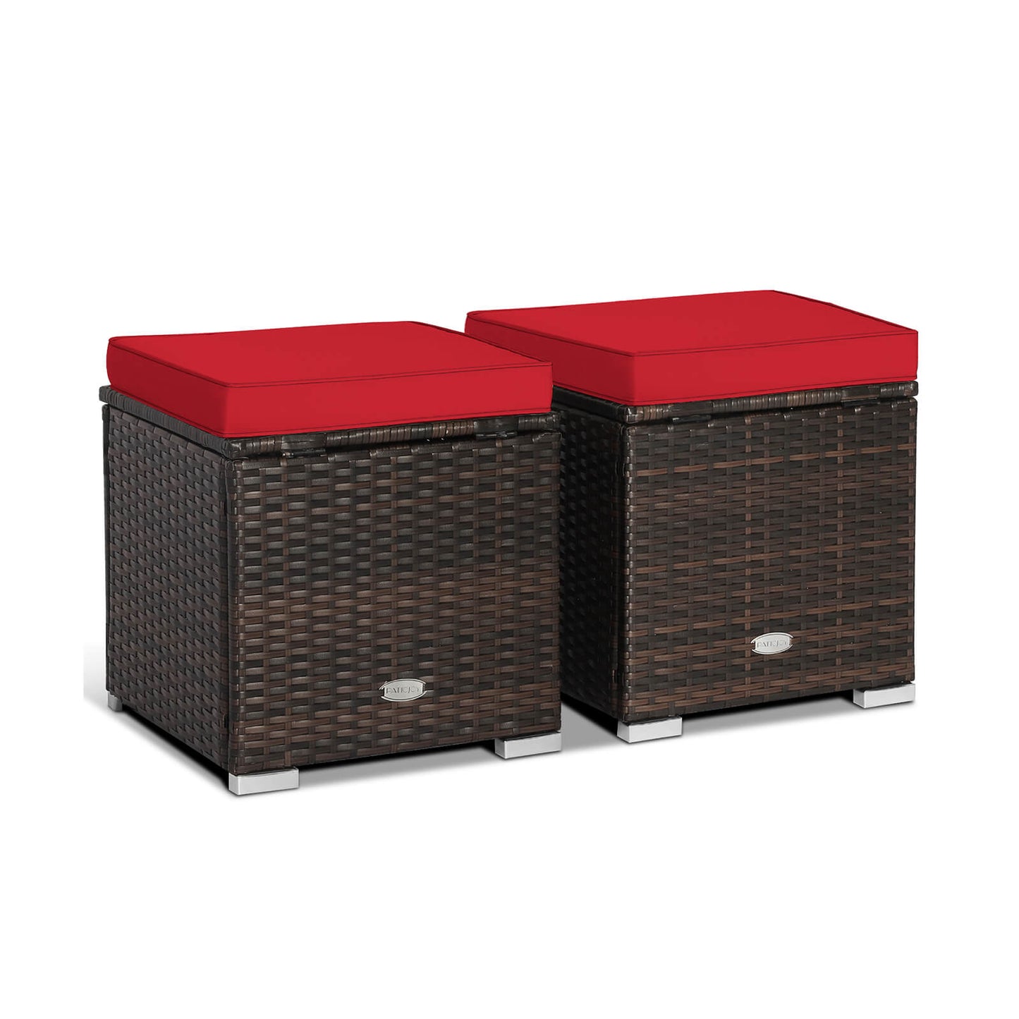 Puf de exterior de 2 piezas con cojines extraíbles - Rojo