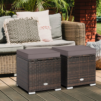 2 otomanas de patio con cojines removibles - Gris