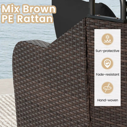 Outdoor Rattan Daybed Retractable Canopy Cushions
