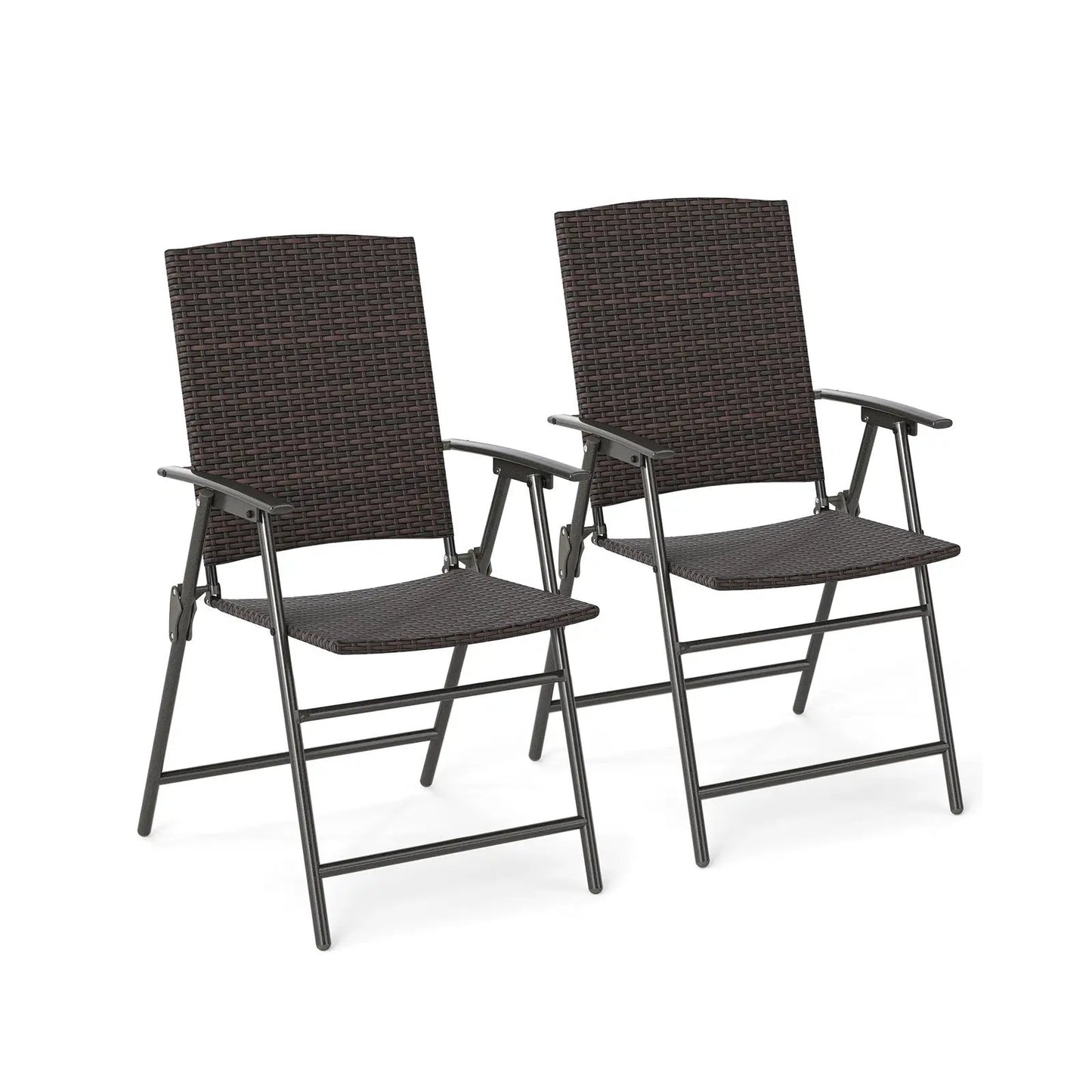 Folding Wicker Patio Chairs With Armrests Pair