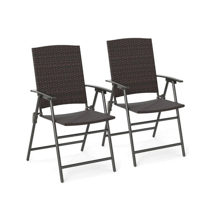 Folding Wicker Patio Chairs With Armrests Pair