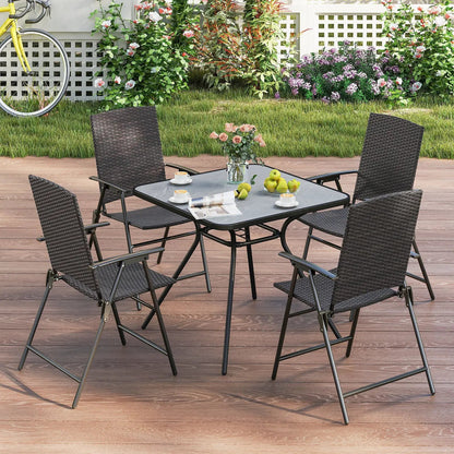 Folding Wicker Patio Chairs With Armrests Pair