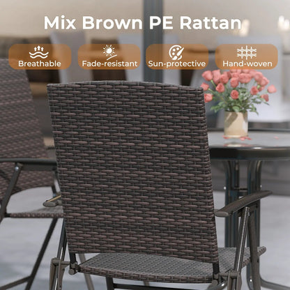 Folding Wicker Patio Chairs With Armrests Pair