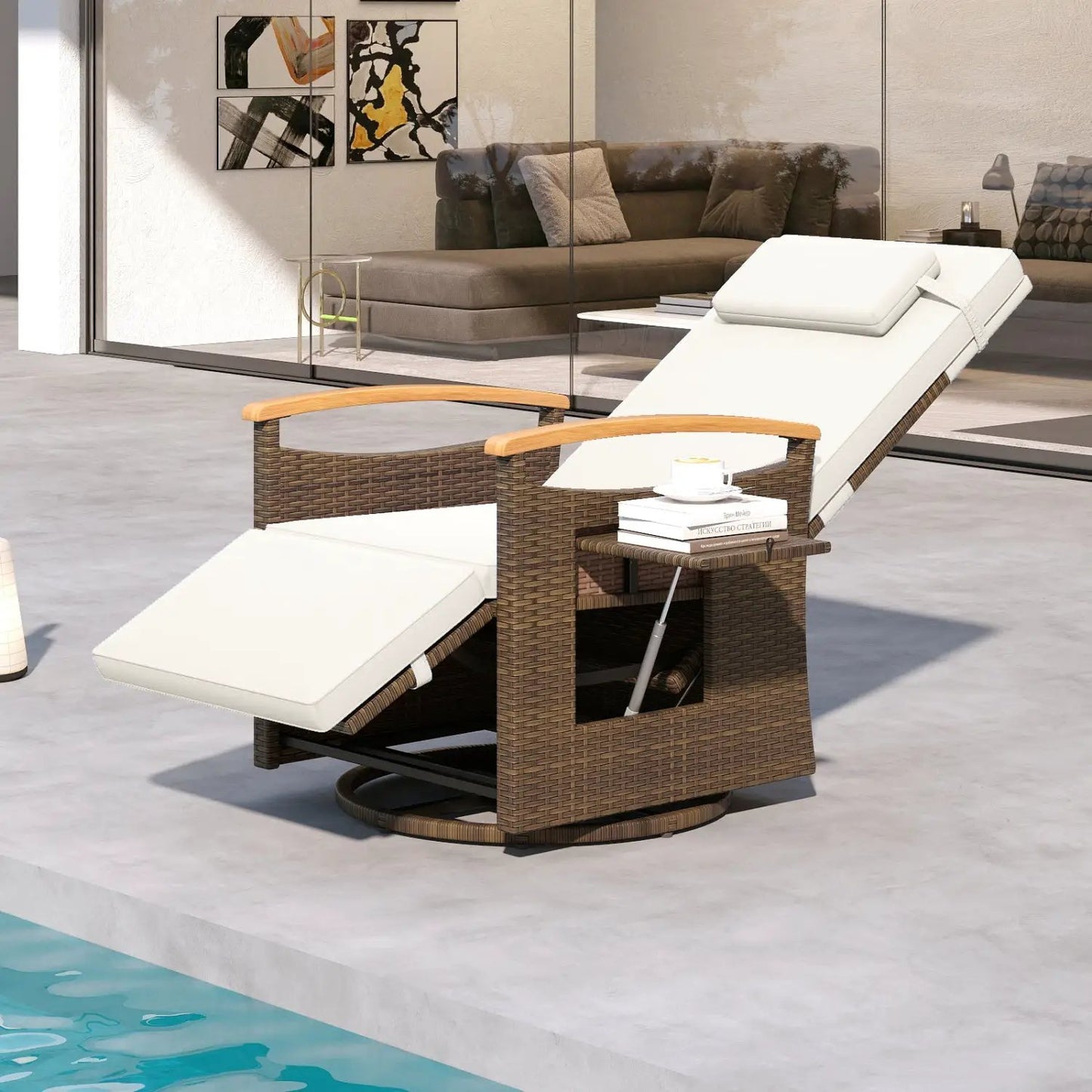 Swivel Chaise Lounge Set with Adjustable Backrest