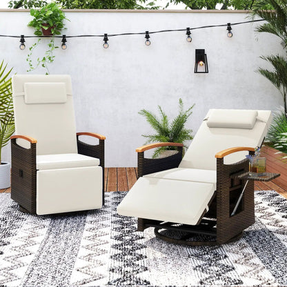 Swivel Chaise Lounge Set with Adjustable Backrest