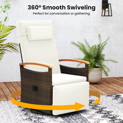 Swivel Chaise Lounge Set with Adjustable Backrest