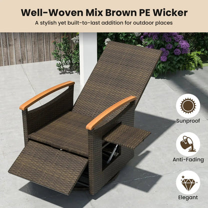 Swivel Chaise Lounge Set with Adjustable Backrest