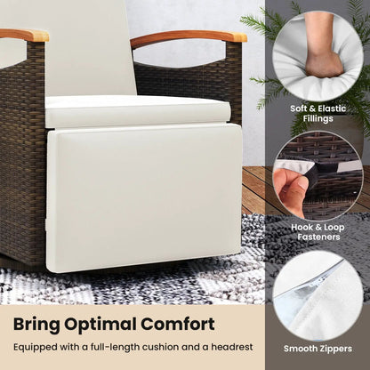 Swivel Chaise Lounge Set with Adjustable Backrest
