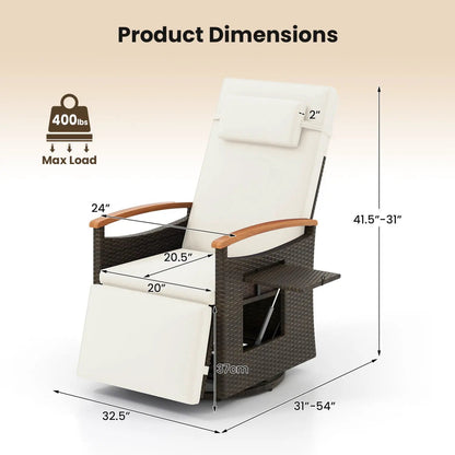 Swivel Chaise Lounge Set with Adjustable Backrest