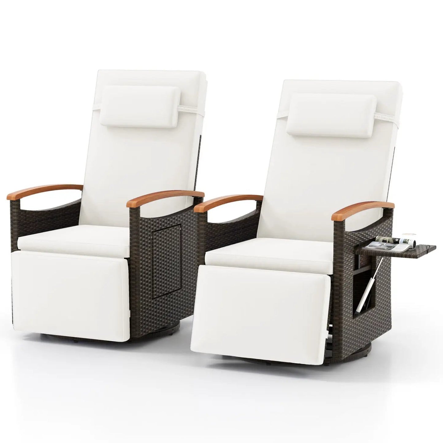 Swivel Chaise Lounge Set with Adjustable Backrest