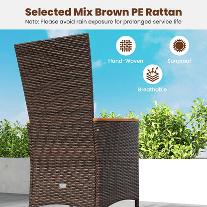 Patio Rattan Chairs Set of 2 Outdoor Wicker Dining Chairs with High Backrest-Beige