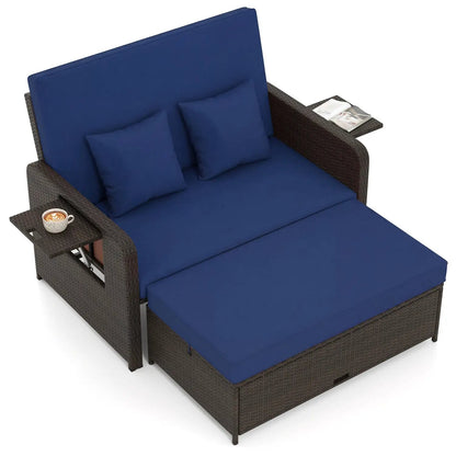 Outdoor Rattan Daybed With 4-Position Backrest