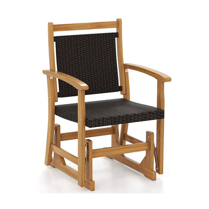 Rattan Glider Chair with Acacia Wood Frame