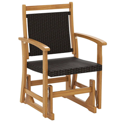 Rattan Glider Chair with Acacia Wood Frame