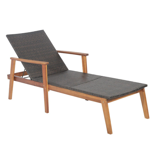 Patio Rattan Lounge Chair with 4-Position Adjustable Backrest - Tampa Home & Garden Store