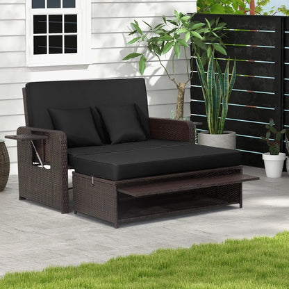 Outdoor Rattan Daybed With 4-Position Backrest