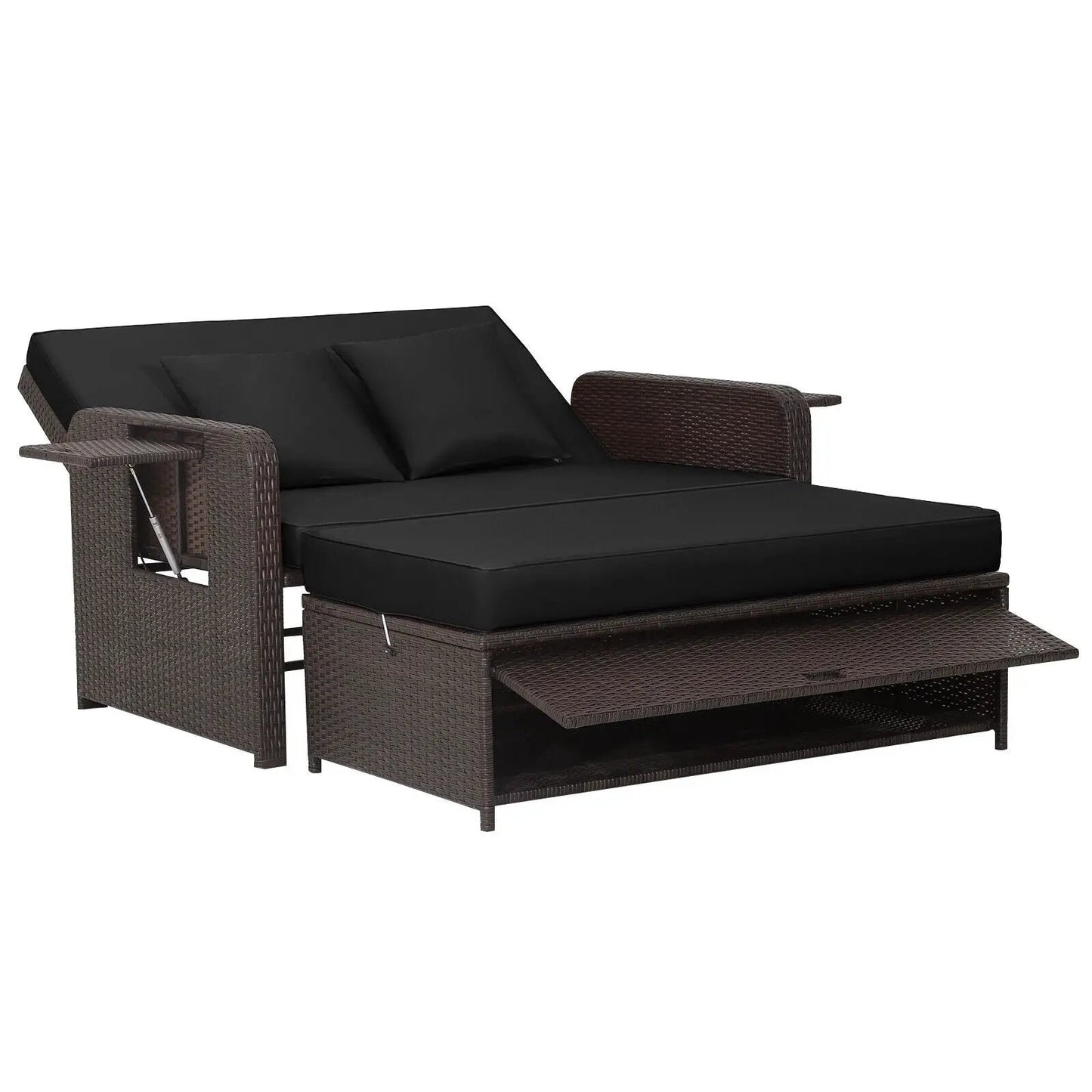 Outdoor Rattan Daybed With 4-Position Backrest