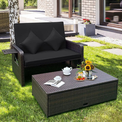 Outdoor Rattan Daybed With 4-Position Backrest