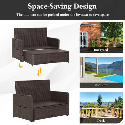 Outdoor Rattan Daybed With 4-Position Backrest