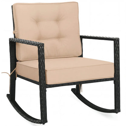Rattan Rocking Chair with Cushion for Patio