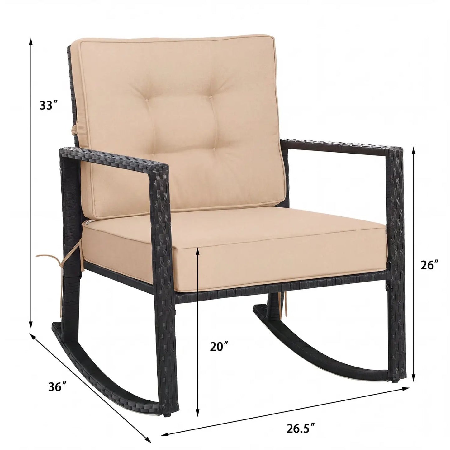 Rattan Rocking Chair with Cushion for Patio