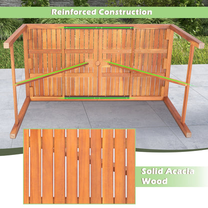 Mesa de comedor rectangular de madera de acacia de 55 pulgadas para patio con orificio para sombrilla
