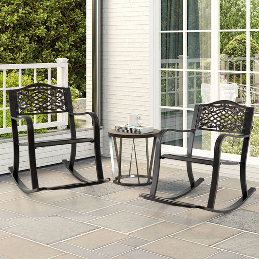 Patio Rocking Chair with Footrest and Curved Armrests-Brown - Tampa Home & Garden Store