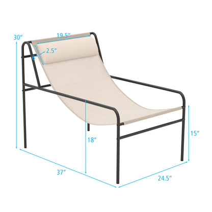 Tumbona con eslinga para patio con almohada reposacabezas extraíble y estructura de metal - Beige