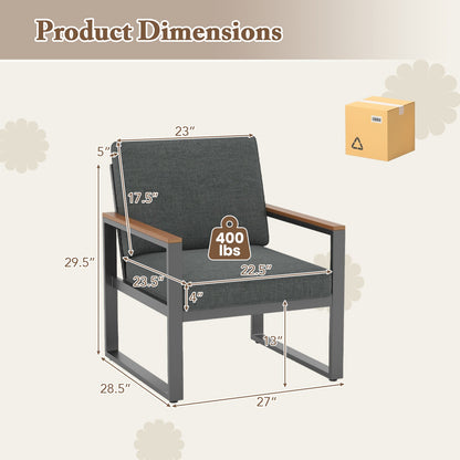 Patio Aluminum Sofa Modern Armchairs Set of 2 for Balcony-Grey