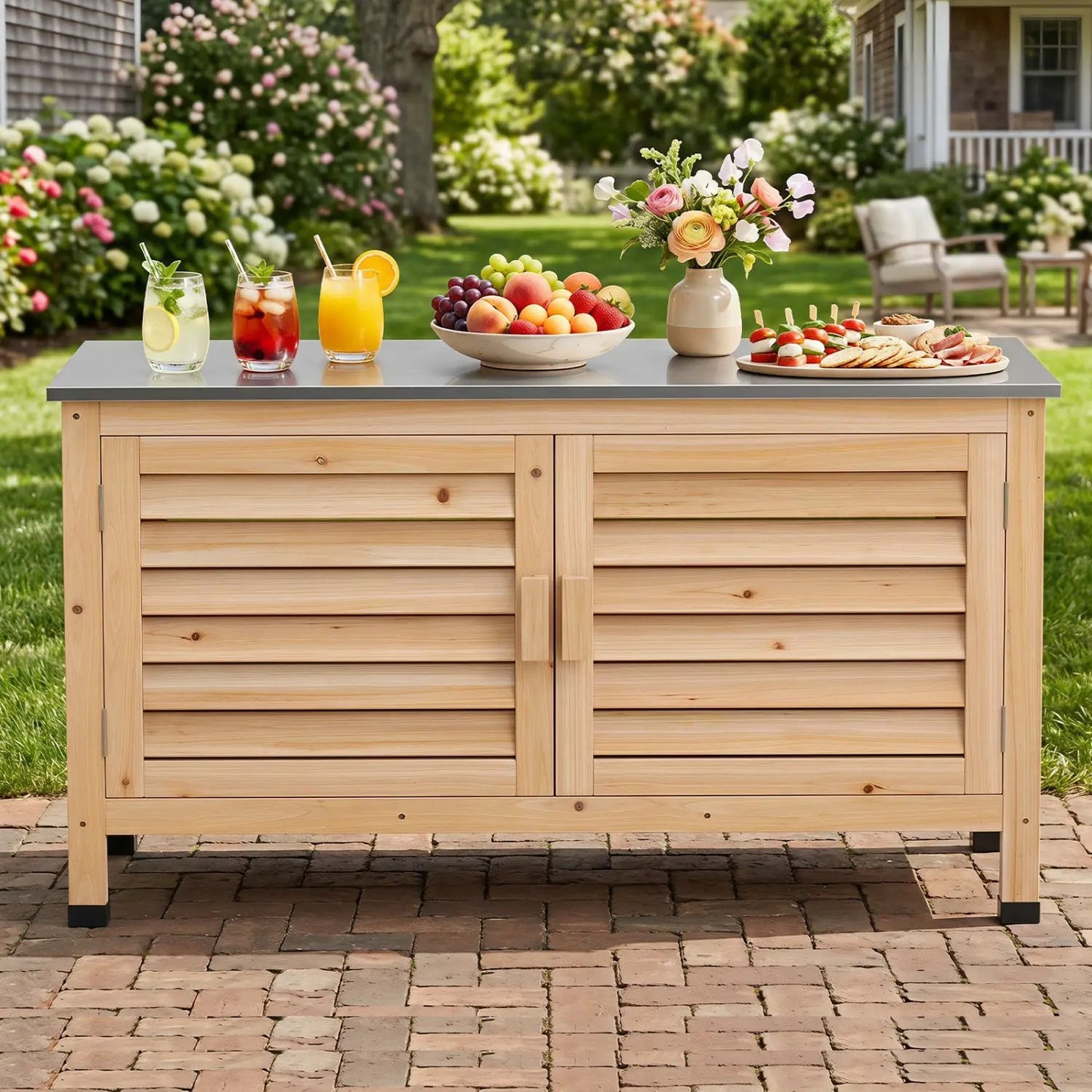 Outdoor Storage Cabinet With Stainless Countertop