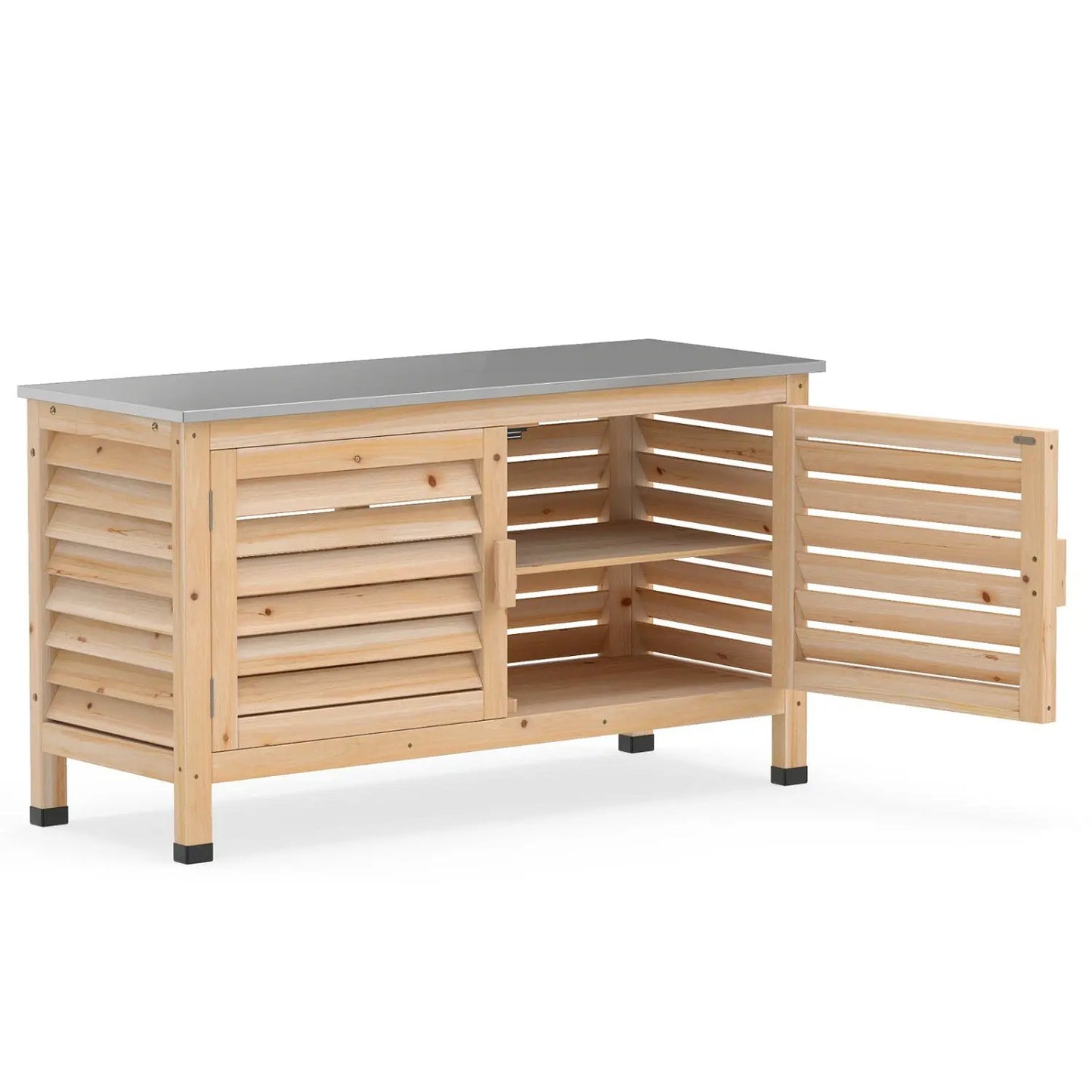 Outdoor Storage Cabinet With Stainless Countertop