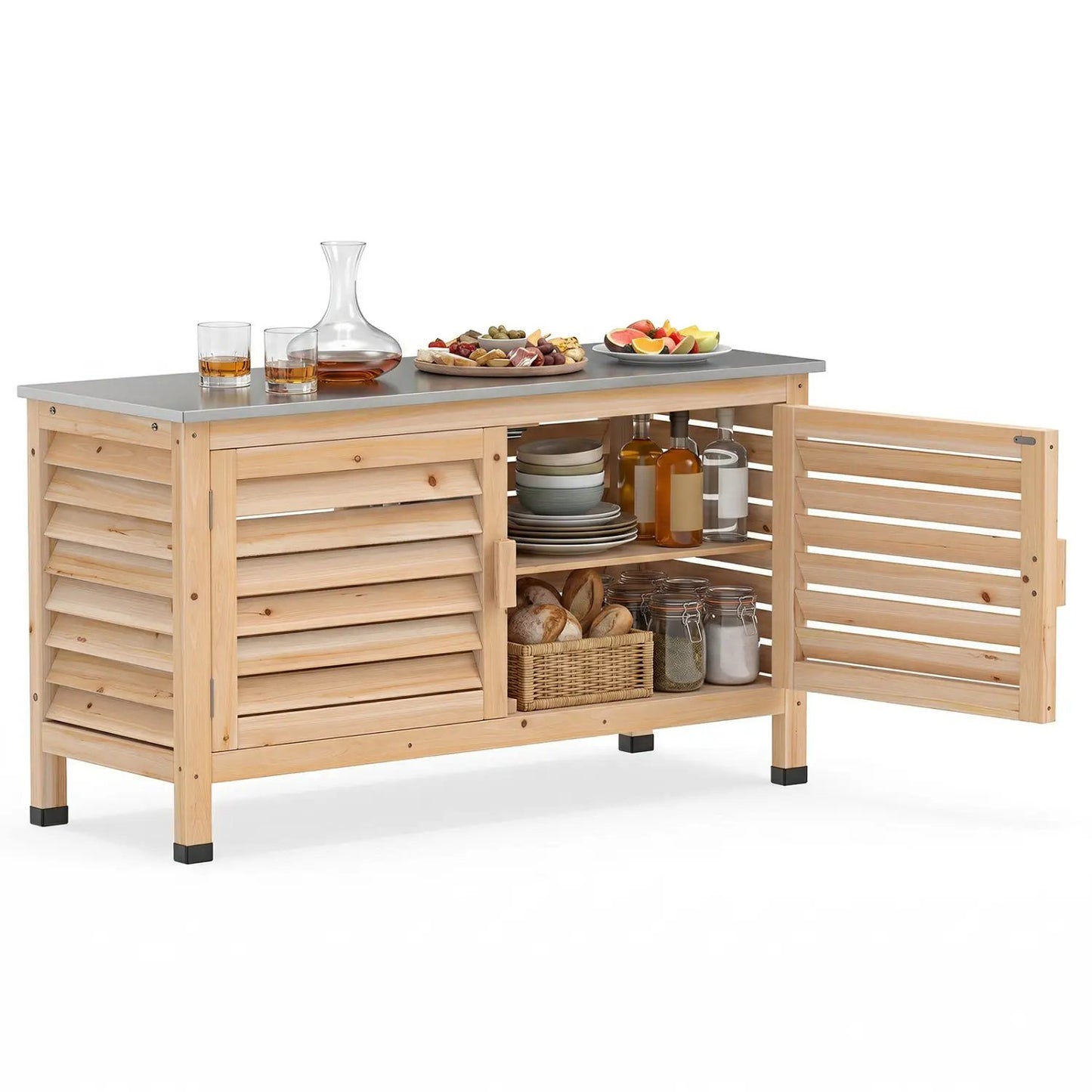 Outdoor Storage Cabinet With Stainless Countertop