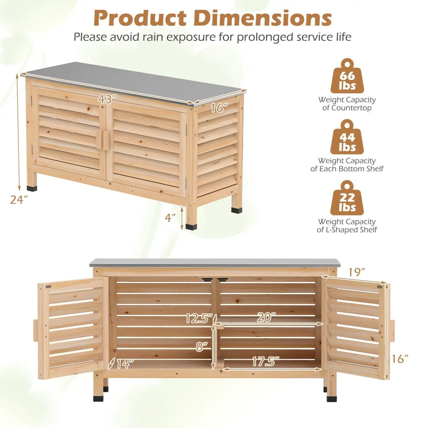 Outdoor Storage Cabinet With Stainless Countertop