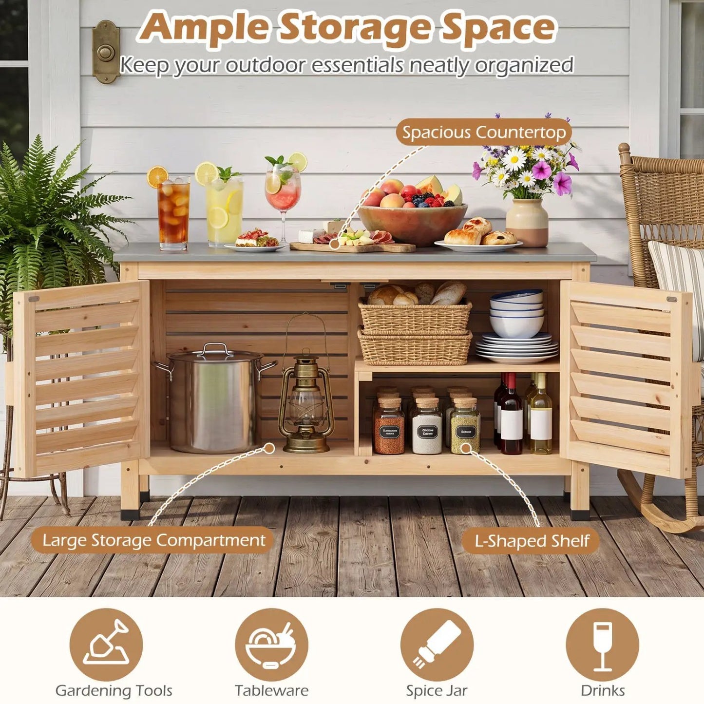 Outdoor Storage Cabinet With Stainless Countertop