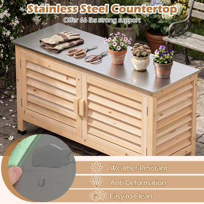 Outdoor Storage Cabinet With Stainless Countertop