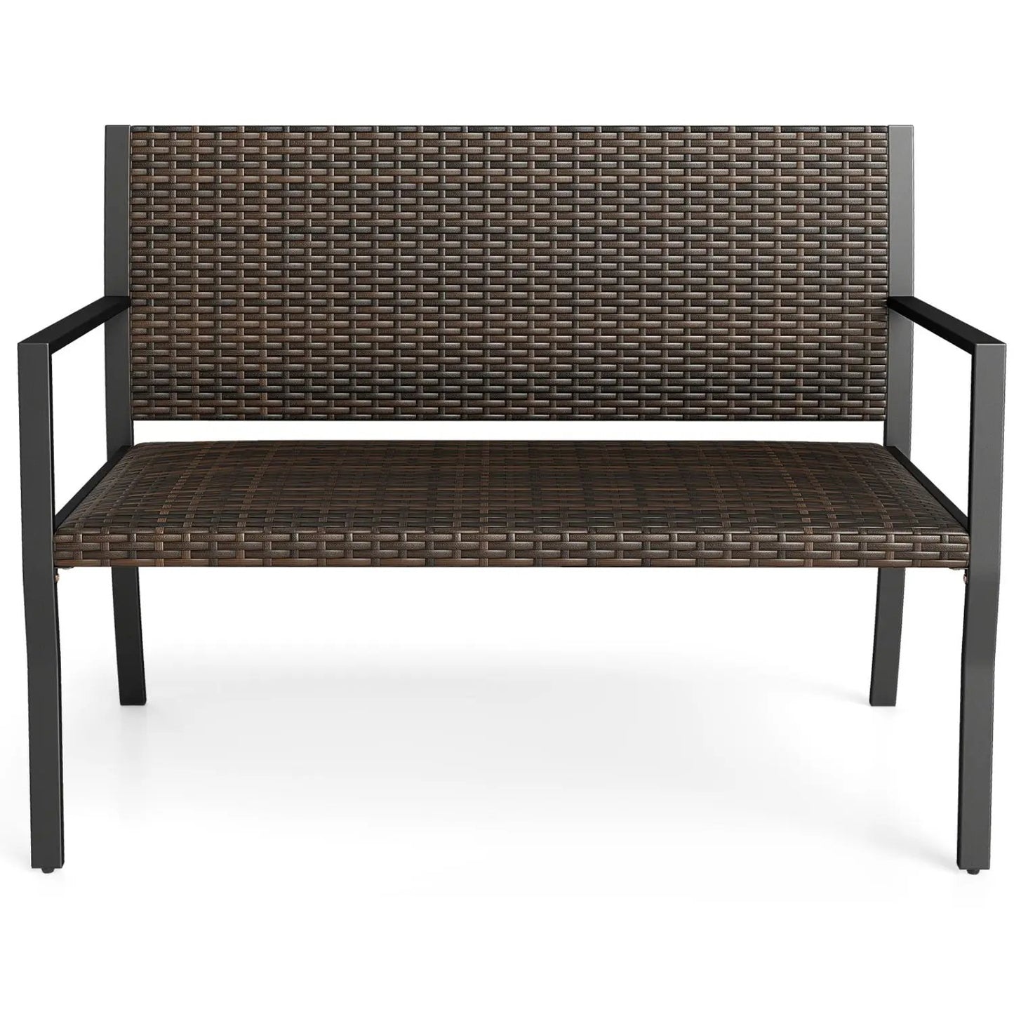 Outdoor Rattan Loveseat With Sponge Cushion