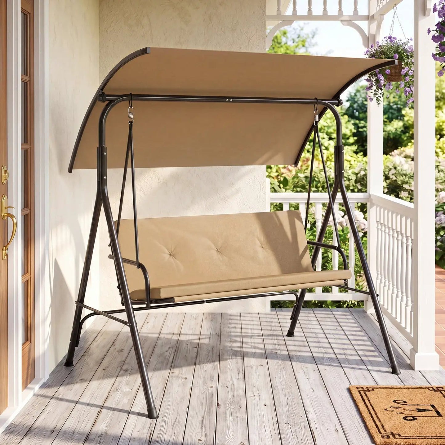 Two Person Patio Swing Chair with Canopy