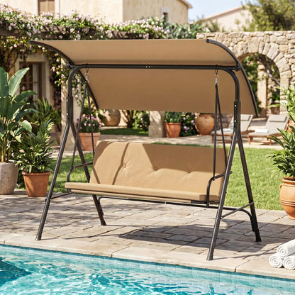 Two Person Patio Swing Chair with Canopy