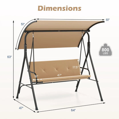 Two Person Patio Swing Chair with Canopy