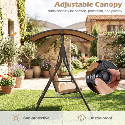 Two Person Patio Swing Chair with Canopy