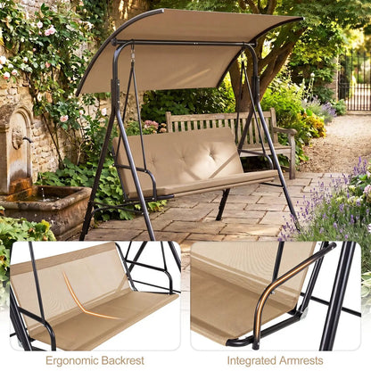 Two Person Patio Swing Chair with Canopy