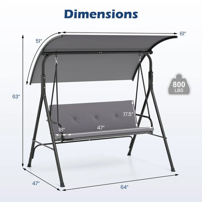 Two Person Patio Swing Chair with Canopy