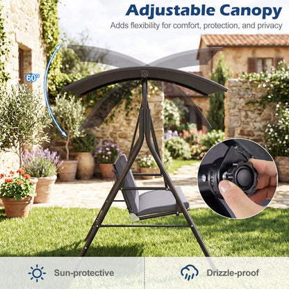 Two Person Patio Swing Chair with Canopy