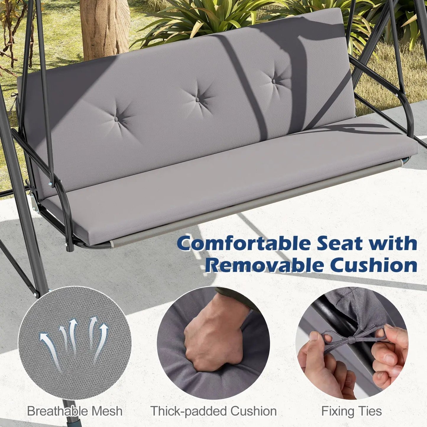 Two Person Patio Swing Chair with Canopy