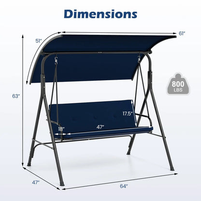 Two Person Patio Swing Chair with Canopy