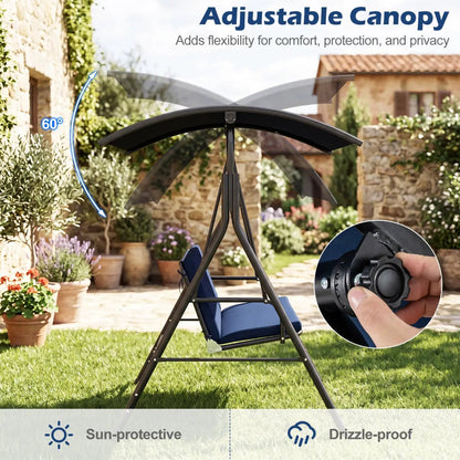 Two Person Patio Swing Chair with Canopy